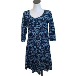 Fresh Produce‎ Dress Womens size Small Black Blue Abstract Print Made in USA